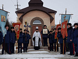 В крещенском крестном ходу на часовню-купель ст. Бессергеневской приняли участие кадеты Шахтинского генерала Я.П. Бакланова казачьего кадетского корпуса
