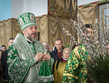 В праздник Входа Господня в Иерусалим епископ Симон совершил богослужение в Покровском кафедральном соборе города Шахты