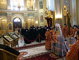 Преосвященнейший епископ Симон сослужил митрополиту Меркурию в Ростовском кафедральном соборе Рождества Пресвятой Богородицы в день тезоименитства Главы Донской митрополии