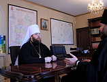В рамках визита митрополита Вологодского и Кирилловского Игнатия на Донскую землю в епархиальном управлении Шахтинской епархии состоялась его рабочая встреча с епископом Шахтинским и Миллеровским Симоном
