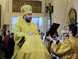 За воскресным богослужением Преосвященнейший епископ Симон возвел в сан игумена Покровского мужского монастыря сл. Верхнемакеевка иеромонаха Алима (Неживова)