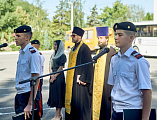 Протоиерей Сергий Яценко и иерей Евгений Поцелуев поздравили с началом учебного года учащихся Шахтинского казачьего кадетского корпуса им. Якова Бакланова