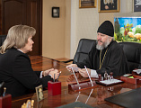 В Епархиальном управлении состоялась рабочая встреча епископа Шахтинского и Миллеровского Симона и главы Администрации Октябрьского района Л.В. Овчиевой