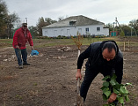 Прихожане храма Архангела Михаила села Первомайского озеленили прилегающую территорию