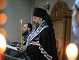 В среду первой седмицы Великого поста епископ Симон совершил великое повечерие с чтением покаянного канона прп. Андрея Критского в храме Донской иконы Божией Матери города Новошахтинска