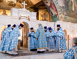 Божественная литургия в Покровском кафедральном соборе в праздник в честь образа Божией Матери «Утоли моя печали»