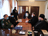 Преосвященнейший епископ Симон провел встречу с начальником отделения по работе с верующими военнослужащими Южного военного округа полковником Александром Анатольевичем Москаленко