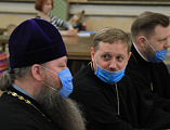 Протоиерей Роман Амплеев и иерей Даниил Зырянов приняли участие во встрече с председателем Синодального отдела по взаимоотношениям Церкви с обществом и СМИ В.Р. Легойдой
