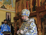 Преосвященнейший епископ Симон возглавил праздничную Божественную литургию в храме Владимирской иконы Божией Матери х. Можаевка по случаю престольного дня