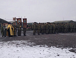 Помощник командира по работе с верующими военнослужащими протоиерей Николай Севрюгин принял участие в строевом смотре новосформированного подразделения воинской части № 84839