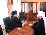 В рамках визита митрополита Вологодского и Кирилловского Игнатия на Донскую землю в епархиальном управлении Шахтинской епархии состоялась его рабочая встреча с епископом Шахтинским и Миллеровским Симоном